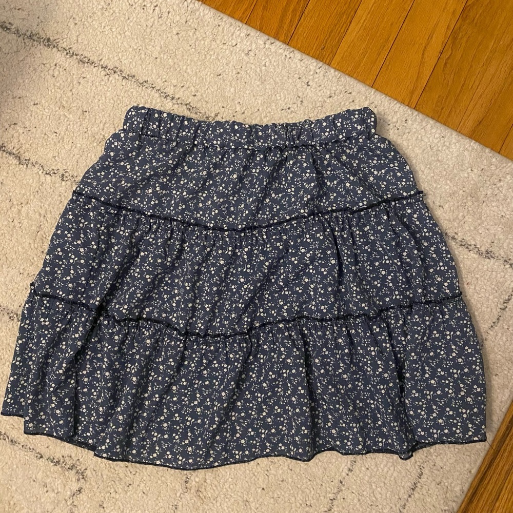 Navy Floral Skirt